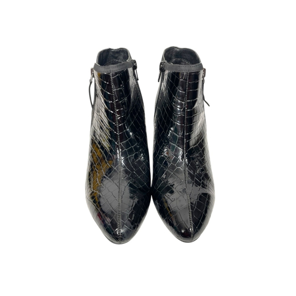 Size 9.5 Rialto Shoes "STARBRIGHT" Women's Boot, BLACK CROCO PATENT Leather - Picture 2 of 8